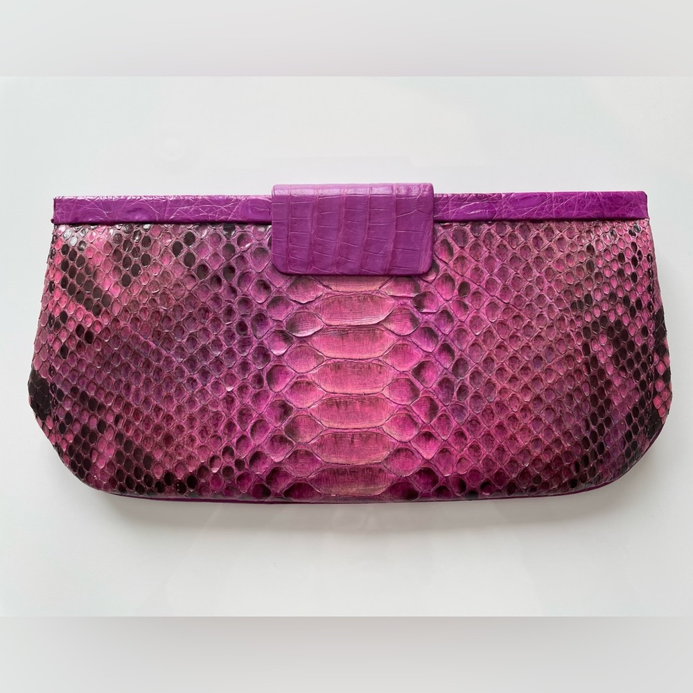 SOLD Gorgeous Nancy Gonzalez Pink Python Crocodile Clutch.